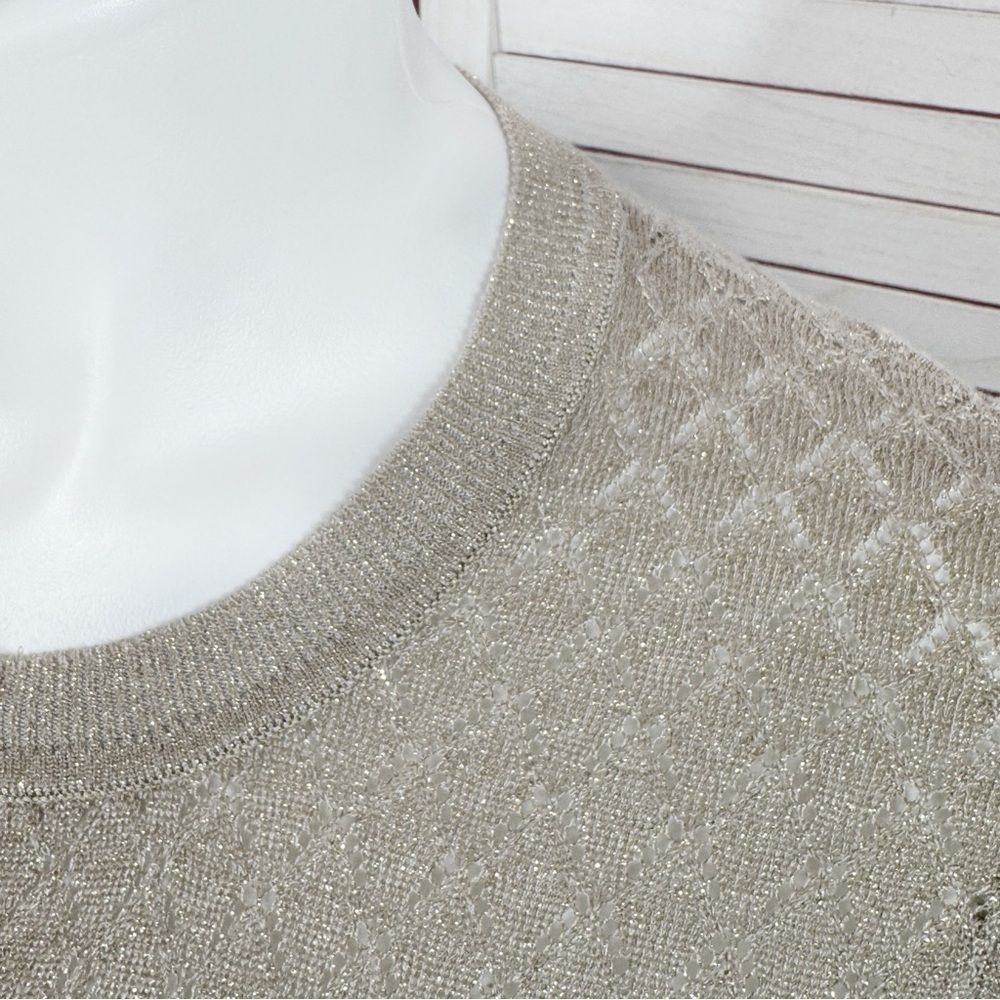 Mng Mango Pointelle Metallic Shimmer Button Up Ca… - image 7